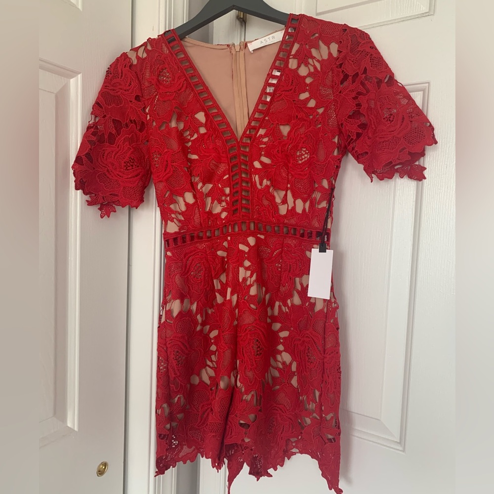 ASTR the label Nordstrom red lace romper